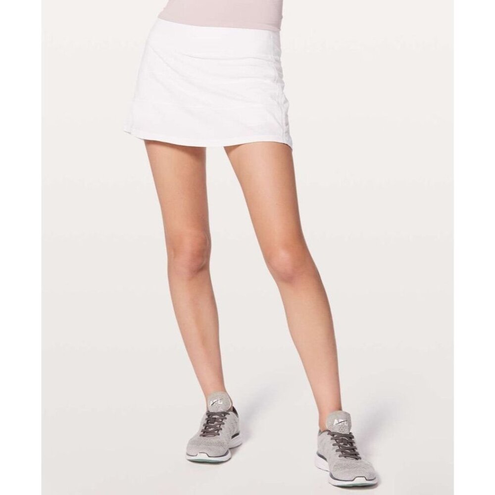 Lululemon women's 8 white first release pace rival skirt athletic tennis golf